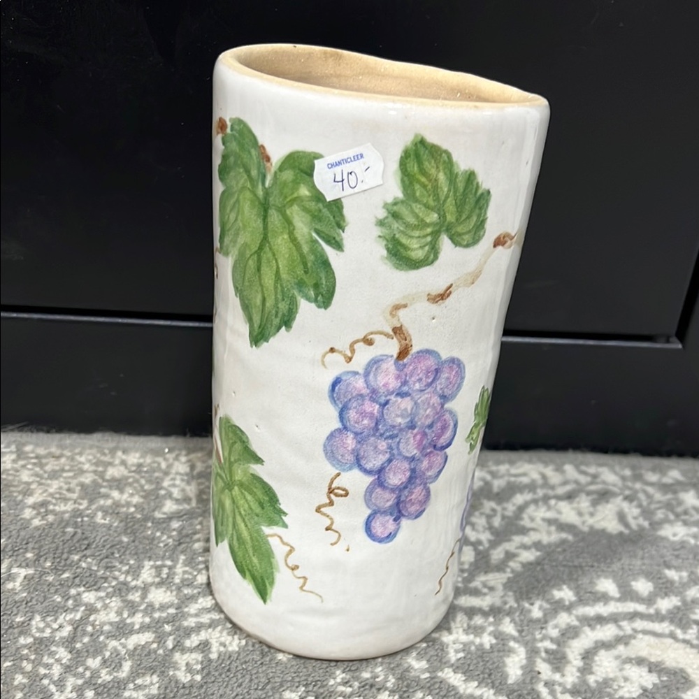 Handcrafted Ceramic Vase with Grape Design